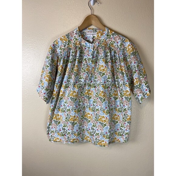 Apiece Apart Tops - Apiece Apart L Shirred Mission Top Blouse Floral Cottagecore Boho Prairie Henley